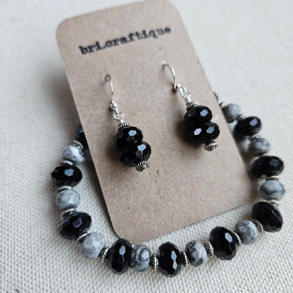Faceted Onyx Drop Earrings