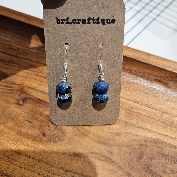 Faceted Sodalite Gem Drop Earrings