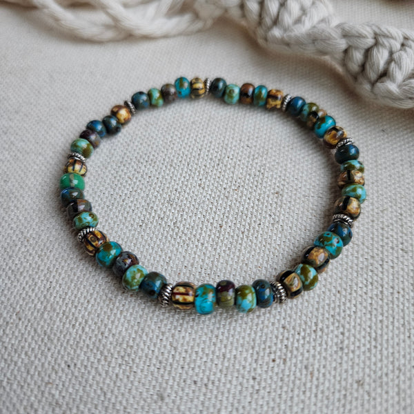 Patina Glass Beaded Bracelet