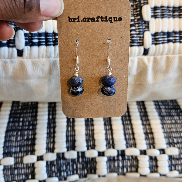 Faceted Sodalite Gem Drop Earrings