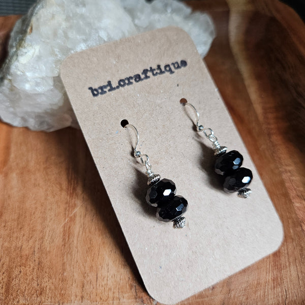 Faceted Onyx Drop Earrings