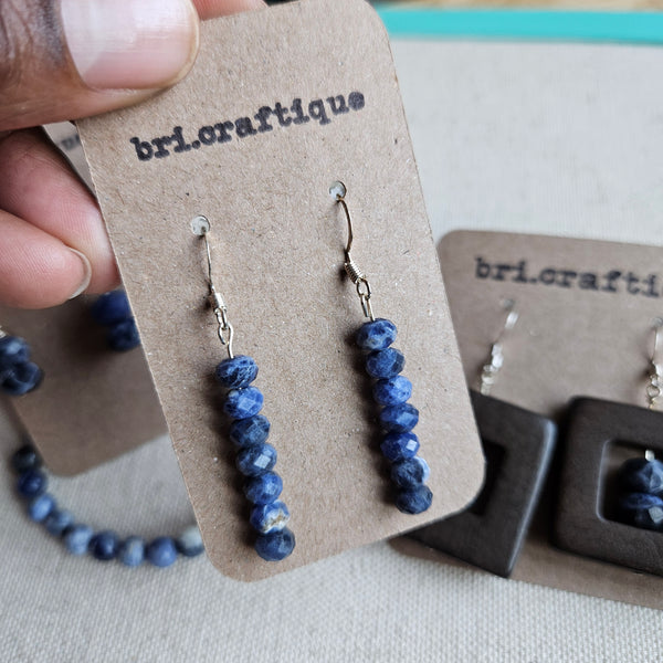 Tiered Sodalite Gem Dangle Earrings
