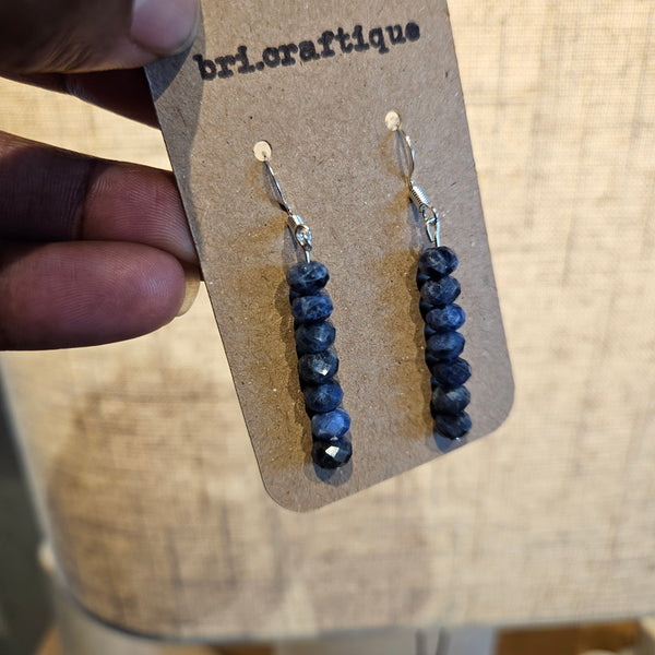 Tiered Sodalite Gem Dangle Earrings