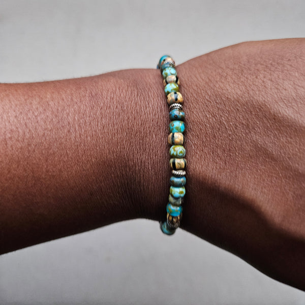 Patina Glass Beaded Bracelet