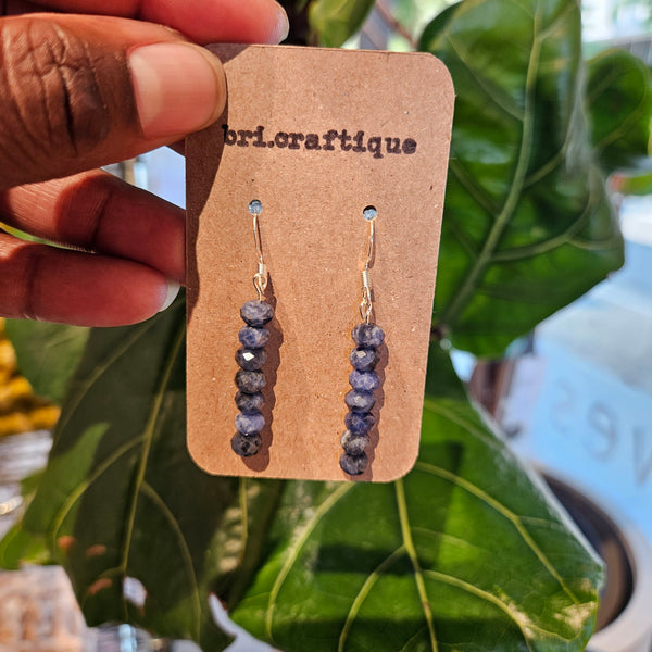 Tiered Sodalite Gem Dangle Earrings