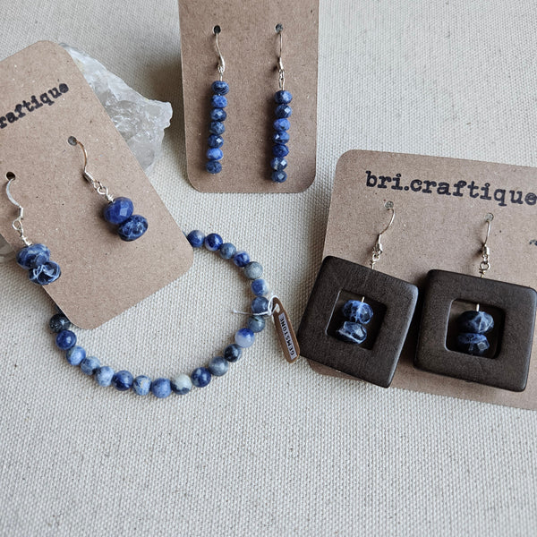 Faceted Sodalite Gem Drop Earrings