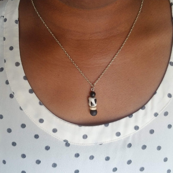 Batik African Bone Diffuser Necklace