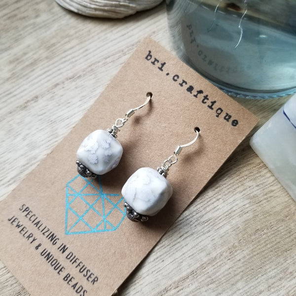 White Ceramic Drop Earrings