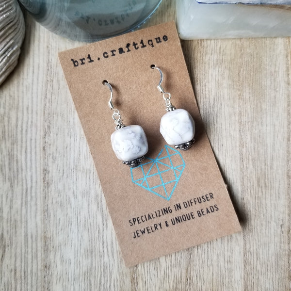White Ceramic Drop Earrings