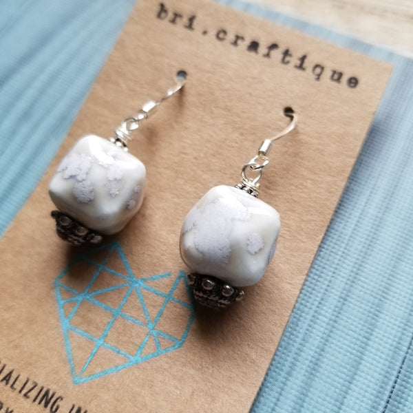White Ceramic Drop Earrings