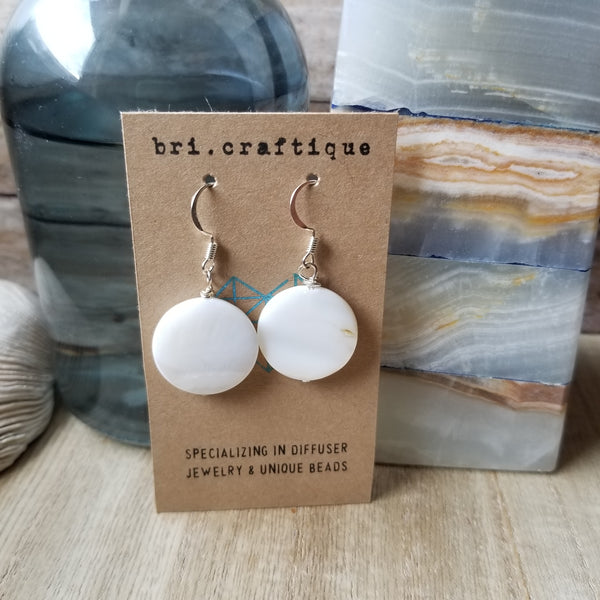 White Shell Disc Earrings