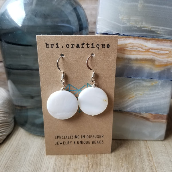 White Shell Disc Earrings
