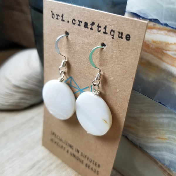White Shell Disc Earrings