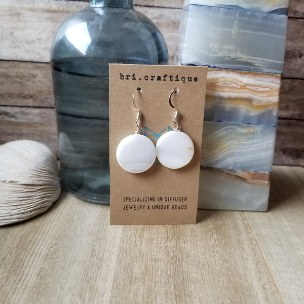 White Shell Disc Earrings
