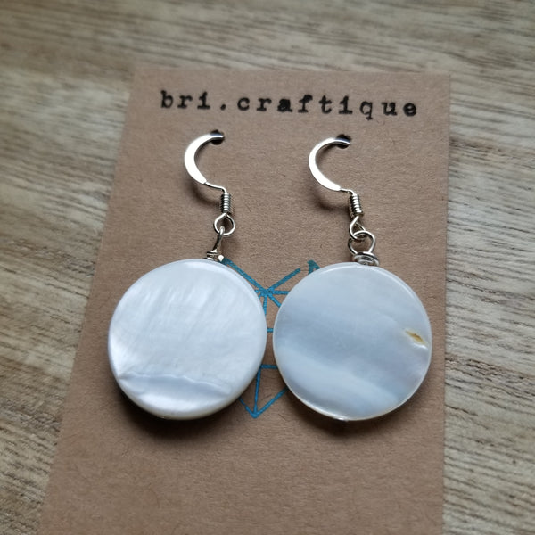White Shell Disc Earrings