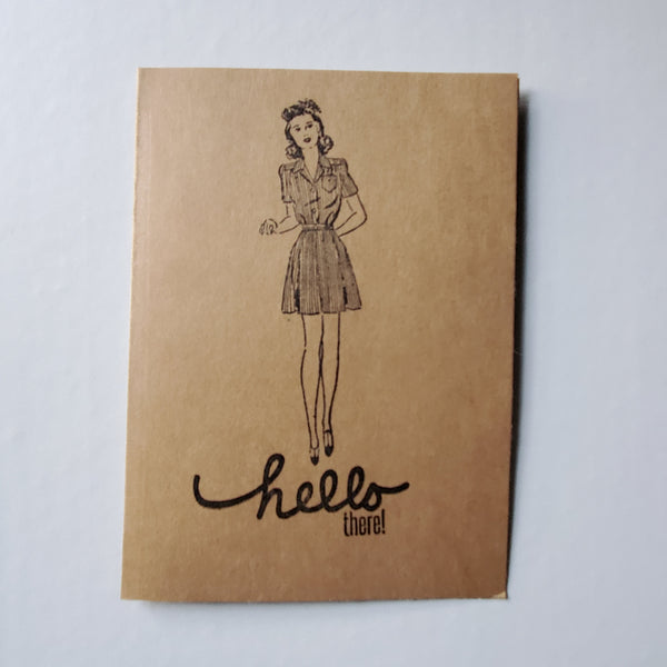 "Hello There" Vintage Lady | Handmade Card