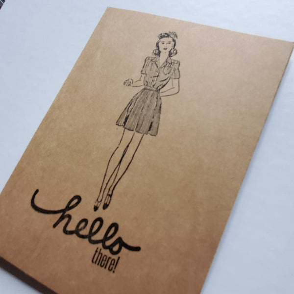 "Hello There" Vintage Lady | Handmade Card