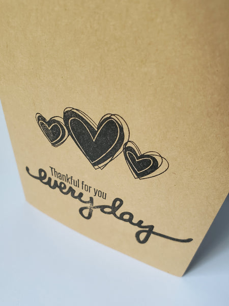 "Thankful for You Everyday" Hearts |  Handmade Card