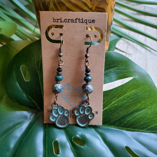 Wild Animal Wire Wrapped Dangle Earrings