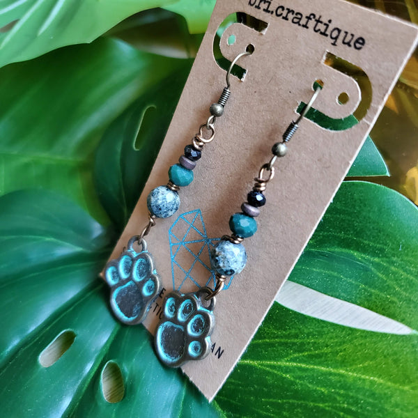 Wild Animal Wire Wrapped Dangle Earrings