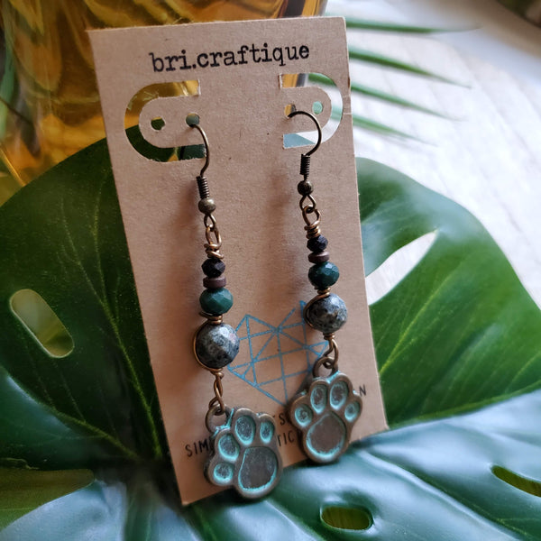 Wild Animal Wire Wrapped Dangle Earrings