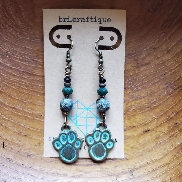 Wild Animal Wire Wrapped Dangle Earrings