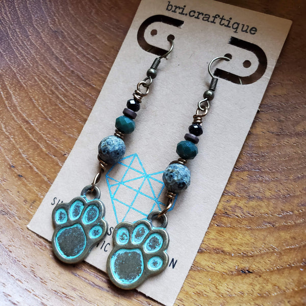 Wild Animal Wire Wrapped Dangle Earrings