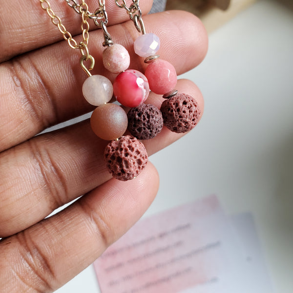 Pink Agate Lava Diffuser Necklace