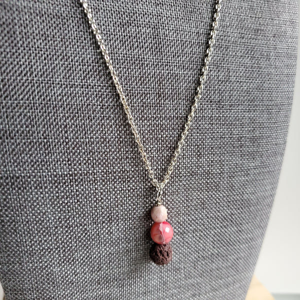 Pink Agate Lava Diffuser Necklace