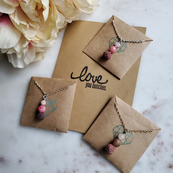 Pink Agate Lava Diffuser Necklace