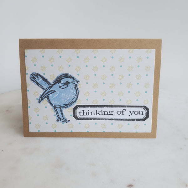 "Thinking of You" Spring Bird Handmade Card (Individual)