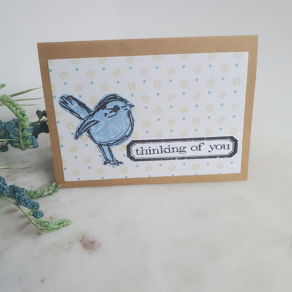 "Thinking of You" Spring Bird Handmade Card (Individual)