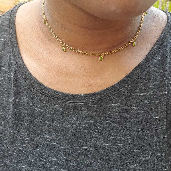 Green Gem Dangle Choker