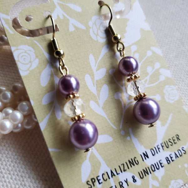 Purple Pearl Drop Earrings