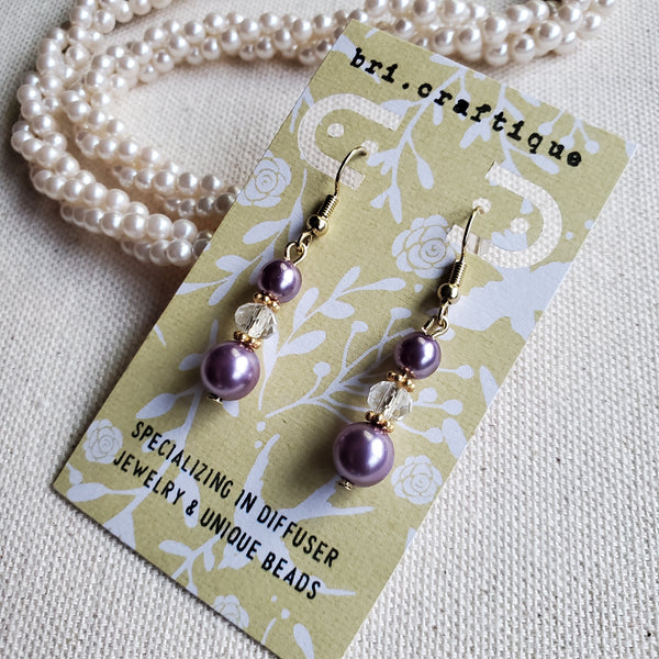 Purple Pearl Drop Earrings