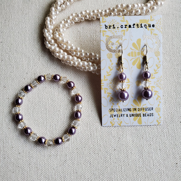 Purple Pearl Drop Earrings