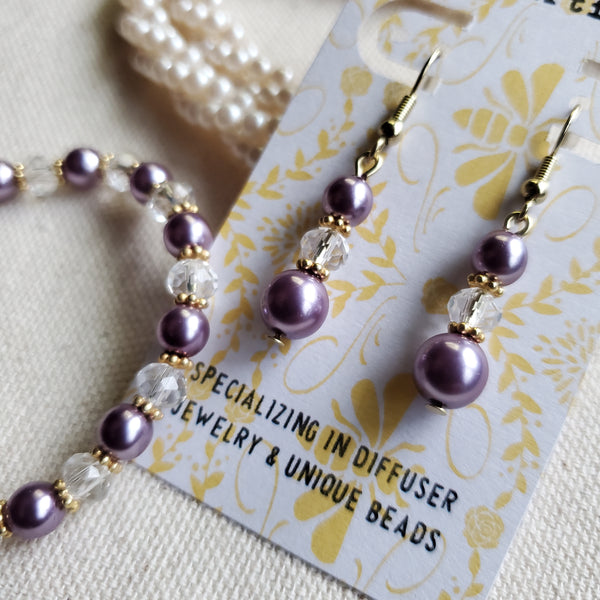 Purple Pearl Drop Earrings
