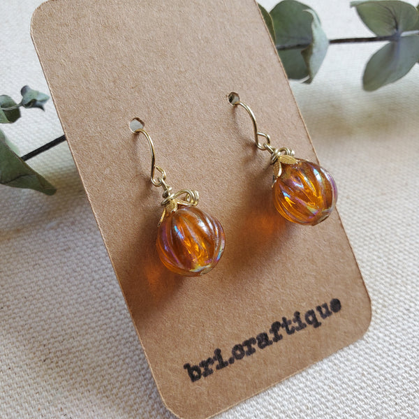 Vintage Pumpkin Drop Earrings