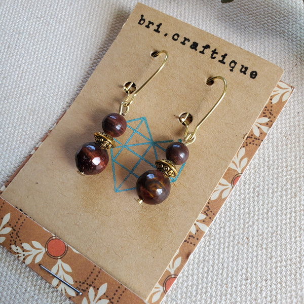 Red Tiger Eye Drop Earrings