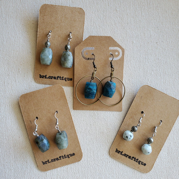 Labradorite and Pyrite Drop Earrings