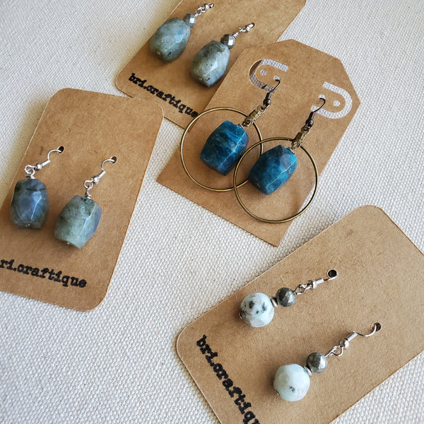 Sesame Jasper and Pyrite Drop Earrings