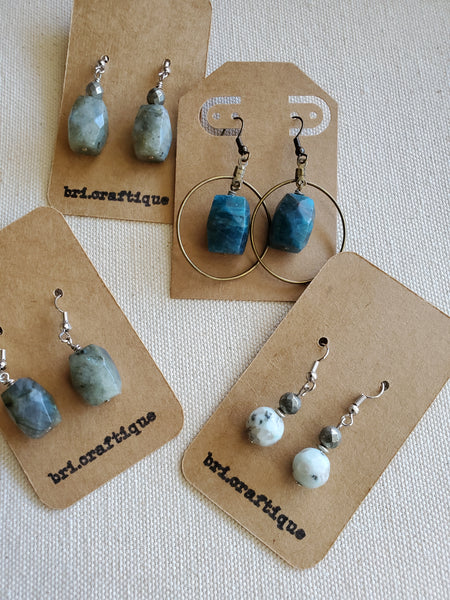 Sesame Jasper and Pyrite Drop Earrings