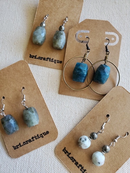 Labradorite and Pyrite Drop Earrings