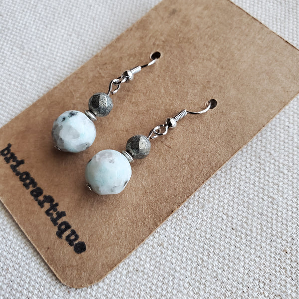 Sesame Jasper and Pyrite Drop Earrings