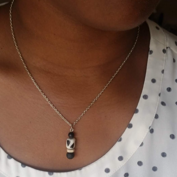 Batik African Bone Diffuser Necklace