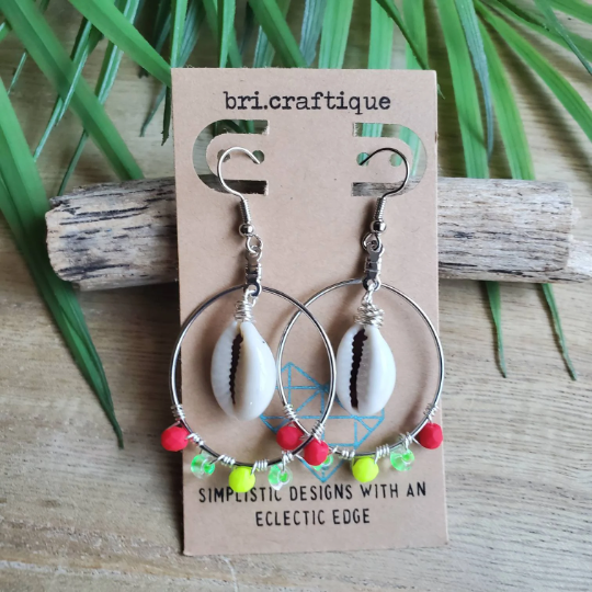 Tropical Cowrie Hoops