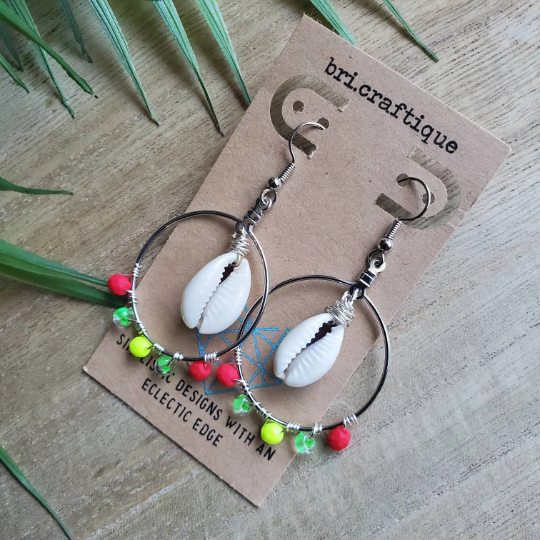 Tropical Cowrie Hoops