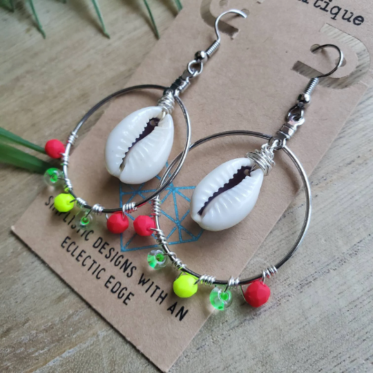 Tropical Cowrie Hoops