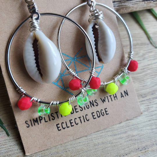 Tropical Cowrie Hoops
