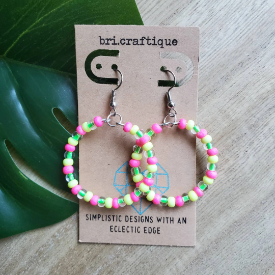 Tropical Fiesta Seed Bead Hoops